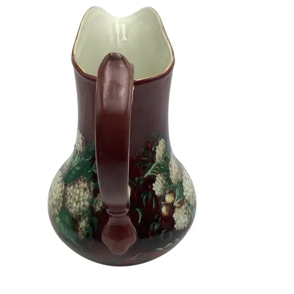VTG Lisa White Arts Hydrangea Collection Ceramic Pitcher Vase 10